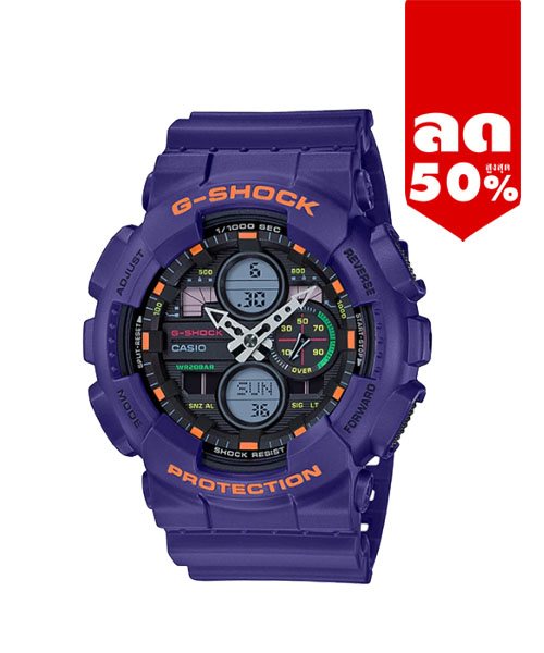 CASIO G-SHOCK นาฬิกาข้อมือ นาฬิกากันน้ำ นาฬิกาของแท้ ประกันศูนย์ CMG 1 ปี รุ่น GA-140-6A นาฬิกาสีม่วง