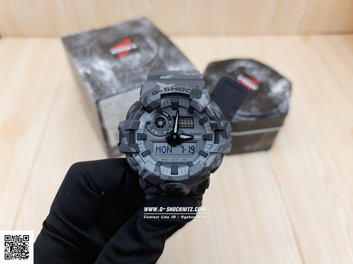 CASIO G-SHOCK นาฬิกาข้อมือ นาฬิกากันน้ำ นาฬิกาของแท้ ประกันศูนย์ CMG 1 ปี รุ่น GA-700CM-8A นาฬิกาสีเทา