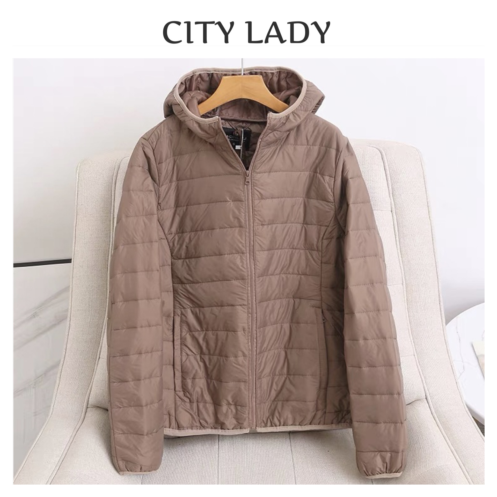 Ambiance เสื้อกันหนาว เสื้อฮู้ด บุนวมอุ่น แบรนด์ city lady (padded puffer สำเนา สำเนา สำเนา สำเนา ดำ