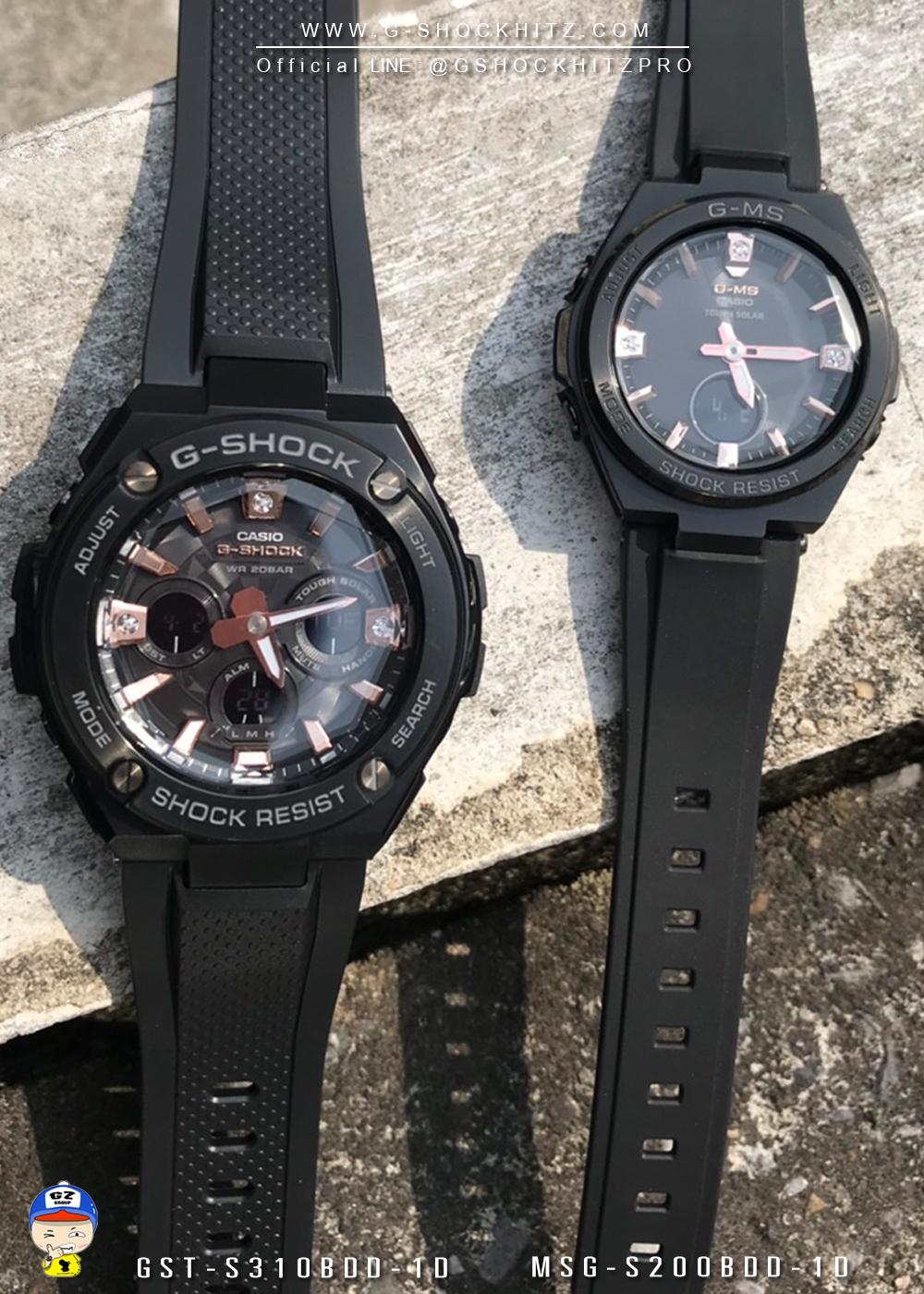 CASIO G-SHOCK นาฬิกาข้อมือ นาฬิกากันน้ำ นาฬิกาของแท้ ประกันศูนย์ CMG 1 ปี รุ่น GST-S310BDD-1AXMSG-S200BDD-1A นาฬิกาสีดำ