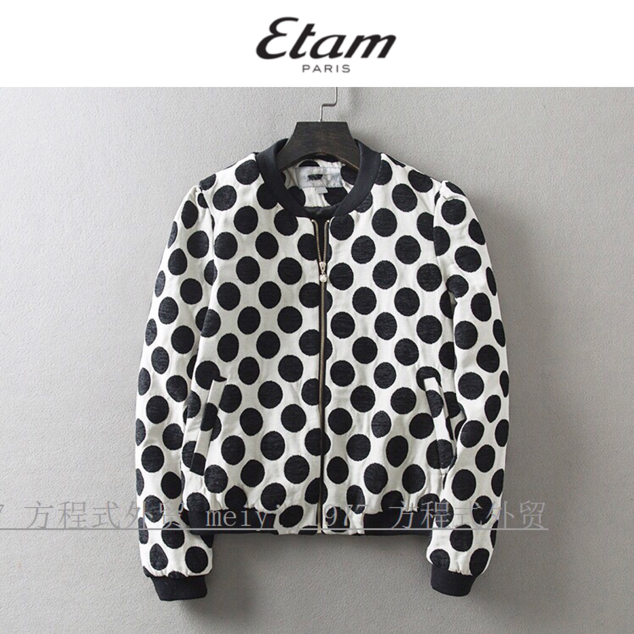 Etam เสื้อนอก เสื้อคลุม แจ็คเก็ต พื้นขาว ลายจุดดำ ไหล่ตุ๊กตา งานETAM แท้ งานสวย แพทเทินเนี๊ยบ ใส่คลุม ทำงาน นั่งออฟฟิศ คลุมเที่ยว สวยมากคะ ลายจุดดำ