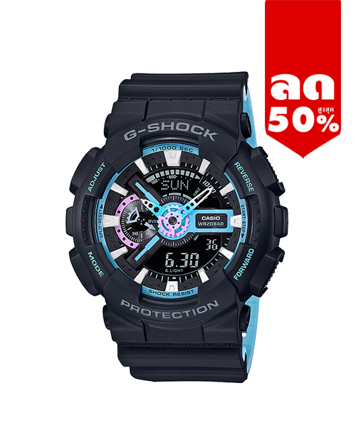 CASIO G-SHOCK นาฬิกาข้อมือ นาฬิกากันน้ำ นาฬิกาของแท้ ประกันศูนย์ CMG 1 ปี รุ่น GA-110PC-1A นาฬิกาสีดำ