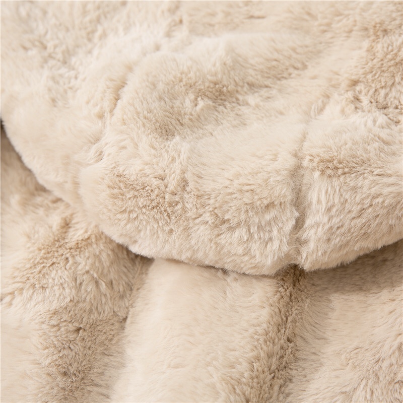 pepco เสื้อเฟอร์กันหนาว หมวกฮู้ด เสื้อขน FLUFFY Coat แบรนด์ PEPCO ดำ / เบจ