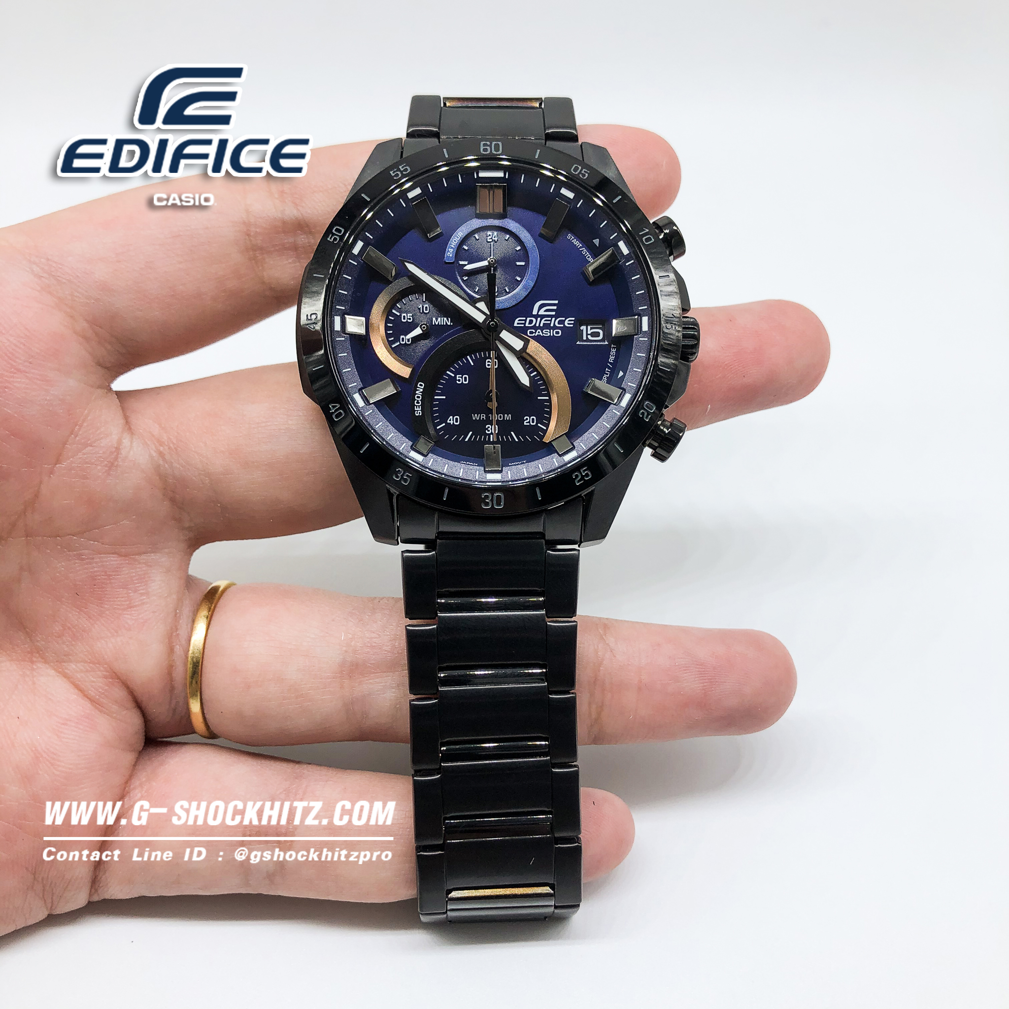 CASIO นาฬิกาคาสิโอ นาฬิกาข้อมือ นาฬิกากันน้ำ นาฬิกาของแท้ ประกันศูนย์ CMG 1 ปี รุ่น EFR-571DC-2A นาฬิกาสีดำ