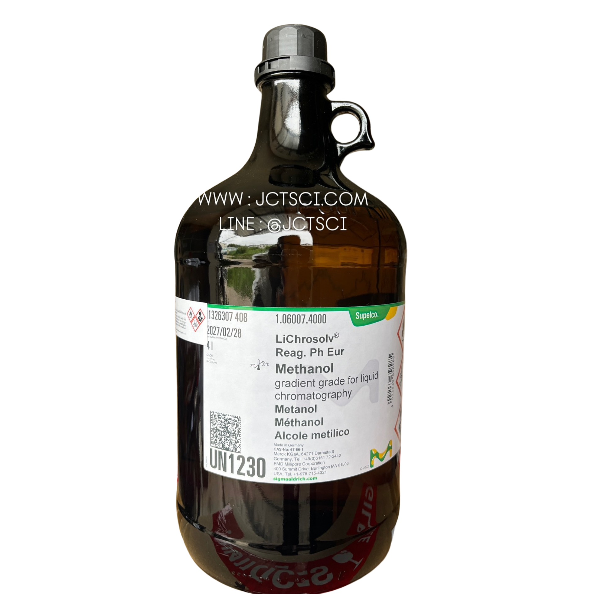 Methanol gradient grade for liquid chromatography(LiChrosolv® Reag. Ph Eur), 4L. Merck®