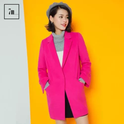 เสื้อโค้ท เสื้อกันหนาว เนื้อผ้าสักหลาดวูล สีแดง แบรนด์ 7m สำเนา
