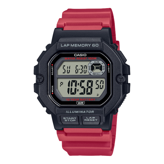 CASIO MID YEAR SALE นาฬิกาคาสิโอ นาฬิกาข้อมือ นาฬิกากันน้ำ นาฬิกาของแท้ ประกันศูนย์ CMG 1 ปี รุ่น WS-1400H-4A นาฬิกาสีแดง