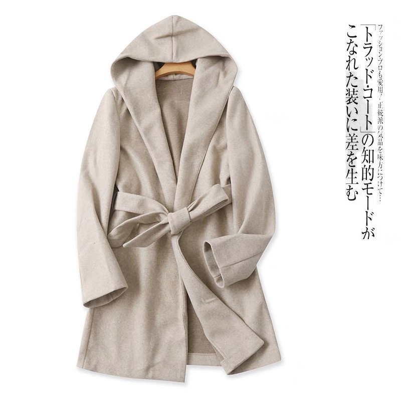 Love tree เสื้อโค้ทกันหนาว เสื้อโค้ทฮู้ด overcoat belt coat โค้ทวูล สีชมพู แบรนด์ LOVE TREE สำเนา ชมพู