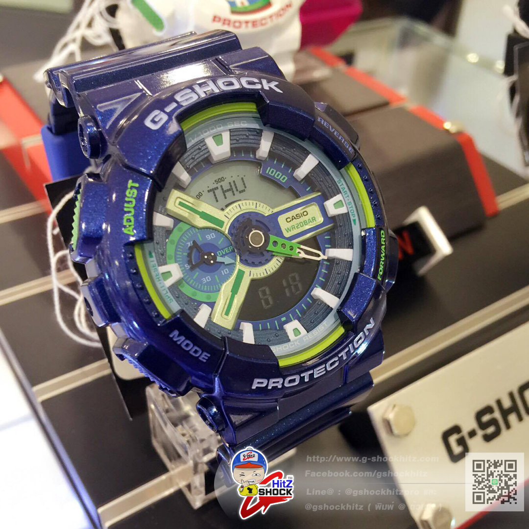 CASIO G-SHOCK นาฬิกาข้อมือ นาฬิกากันน้ำ นาฬิกาของแท้ ประกันศูนย์ CMG 1 ปี รุ่น GA-110MC-2A นาฬิกาสีน้้ำเงิน