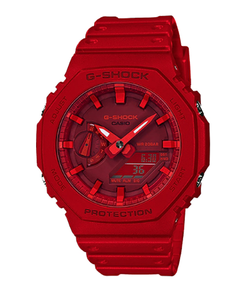 CASIO MID YEAR SALE G-SHOCK นาฬิกาข้อมือ นาฬิกากันน้ำ นาฬิกาของแท้ ประกันศูนย์ CMG 1 ปี รุ่น GA-2100-4A นาฬิกาสีแดง
