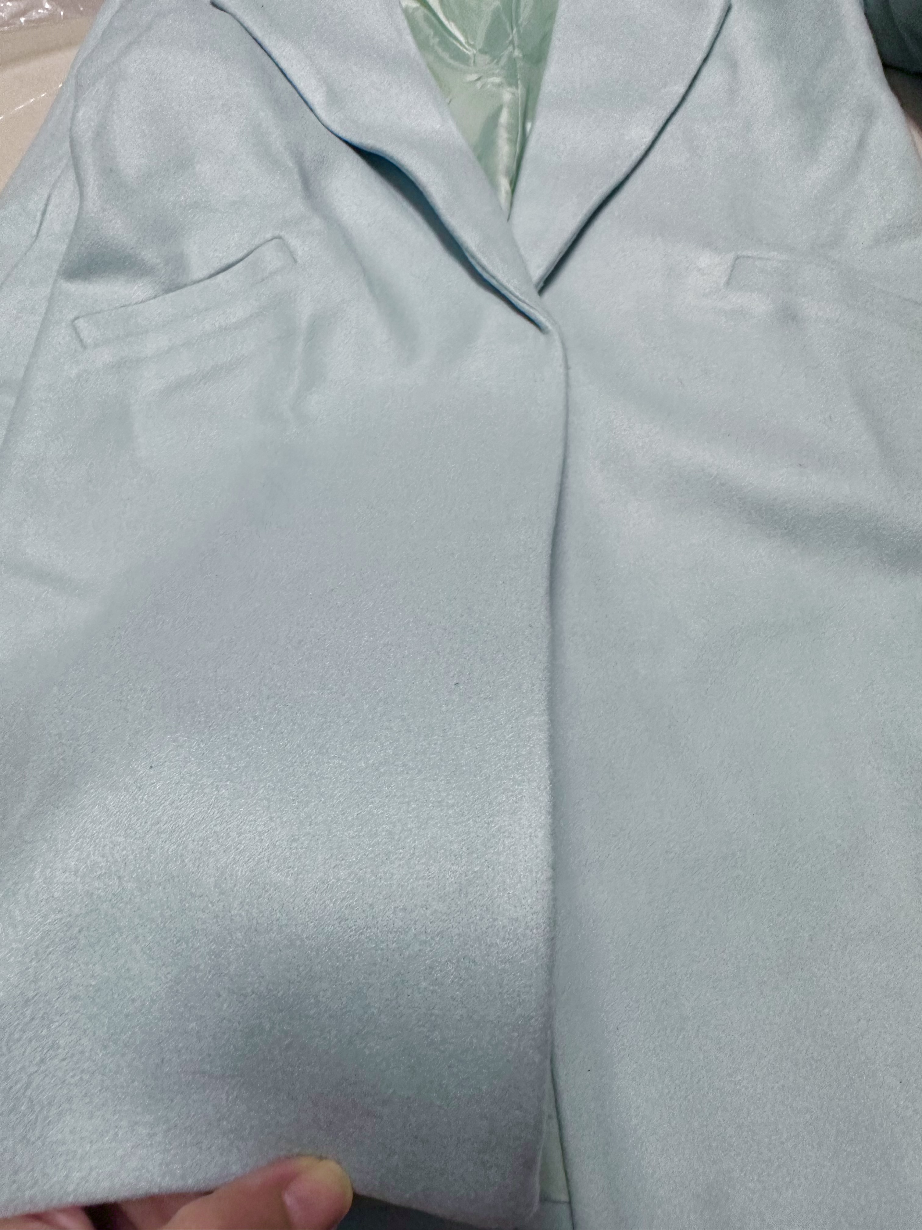 Ozoc เสื้อโค้ท เสื้อกันหนาว เนื้อผ้าสักหลาดวูล สีฟ้าพาสเทล แบรนด์ JOICES