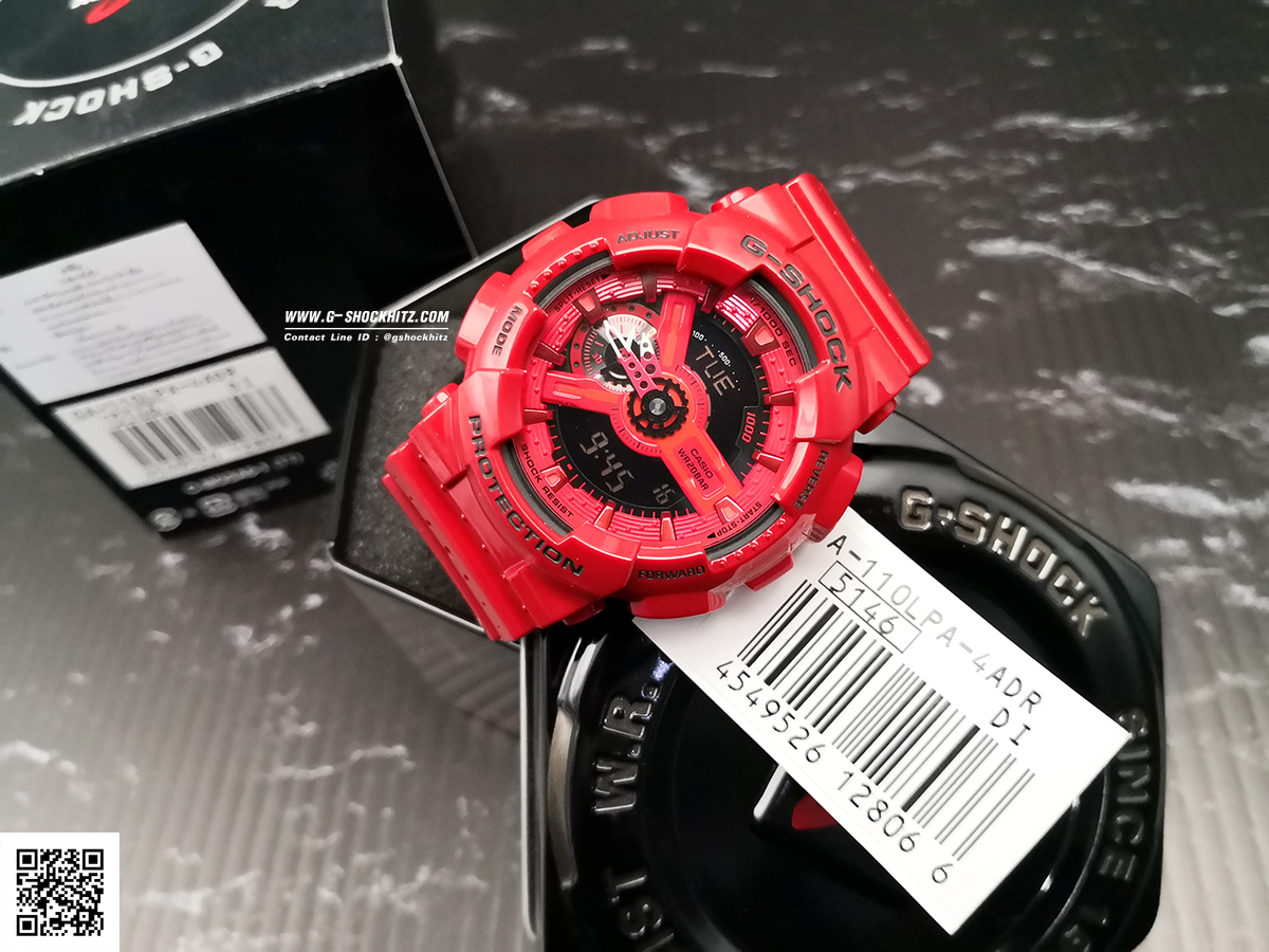 CASIO G-SHOCK นาฬิกาข้อมือ นาฬิกากันน้ำ นาฬิกาของแท้ ประกันศูนย์ CMG 1 ปี รุ่น GA-110LPA-4 นาฬิกาสีแดง