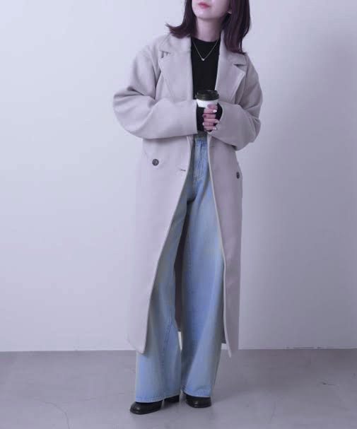 เสื้อโค้ทวูล Trench coat เสื้อโค้ทเฟอร์ โค้ทสักหลาดสีเทาอ่อน แบรนด์ RAY CASSIN