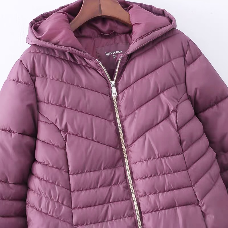 เสื้อกันหนาว เสื้อฮู้ดเฟอร์ บุนวมอุ่น สีแดง แบรนด์ INEXTENSO (padded puffer coat สำเนา