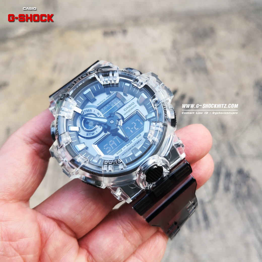 CASIO G-SHOCK นาฬิกาข้อมือ นาฬิกากันน้ำ นาฬิกาของแท้ ประกันศูนย์ CMG 1 ปี รุ่น GA-700SK-1A นาฬิกาสีใส