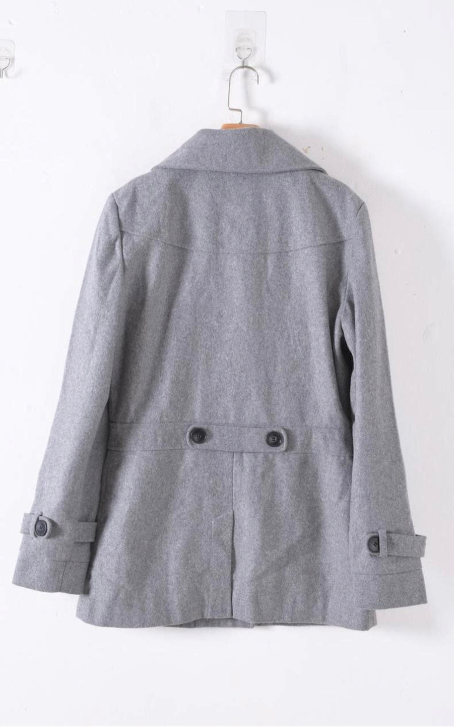 เสื้อโค้ท เสื้อกันหนาว เนื้อผ้าสักหลาดวูล Peacoat สีเทา แต่งกระดุมสองแถว แบรนด์ MAURICES