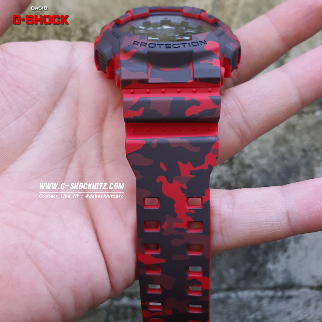 CASIO G-SHOCK นาฬิกาข้อมือ นาฬิกากันน้ำ นาฬิกาของแท้ ประกันศูนย์ CMG 1 ปี รุ่น GA-100CM-4A นาฬิกาสีแดง