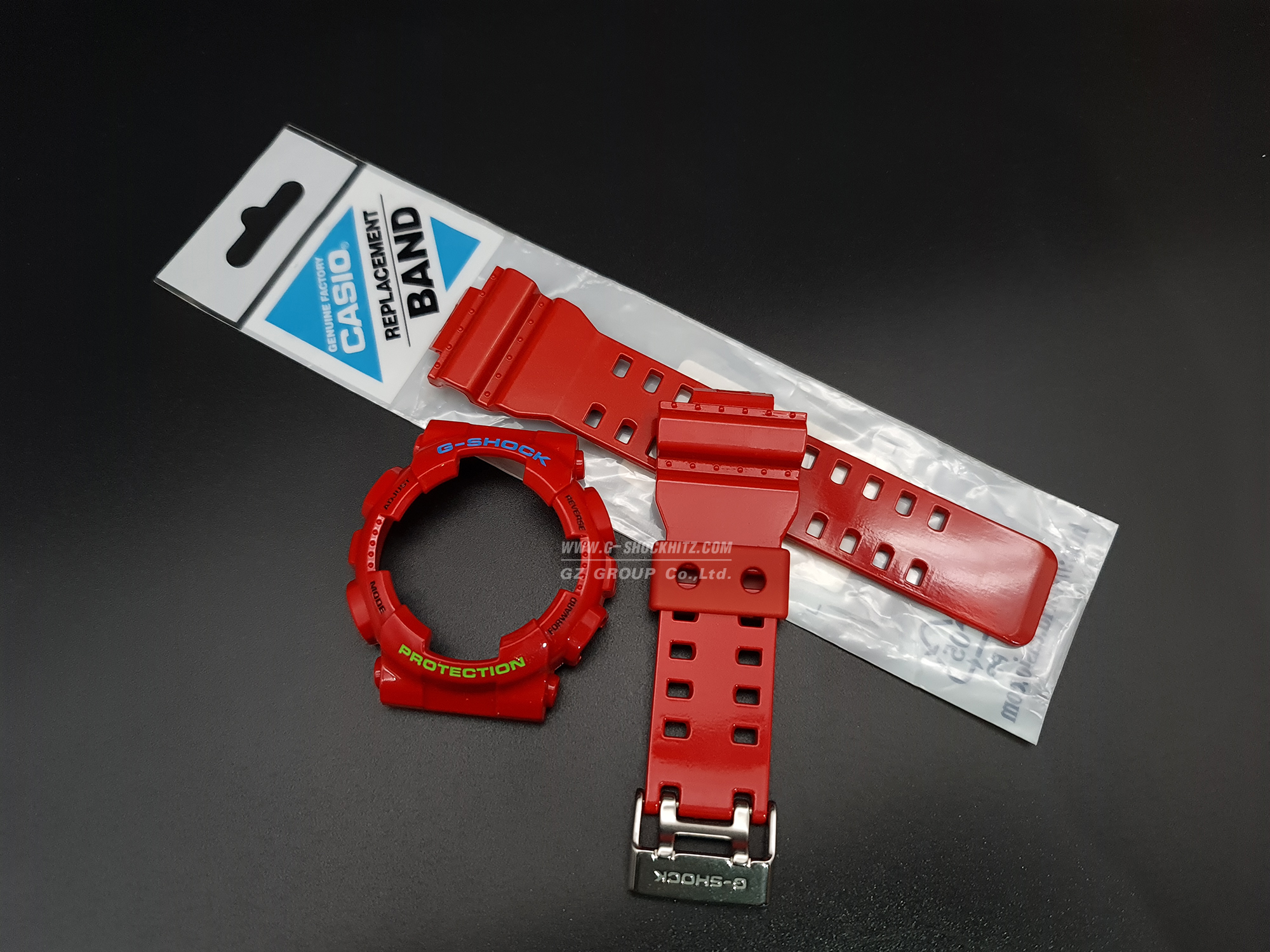 CASIO GENUINE FACTORY CASIO REPLACEMENT อะไหล่นาฬิกา G-SHOCK พร้อมส่ง รุ่น GD-100HC-4 กรอบสายสีแดง