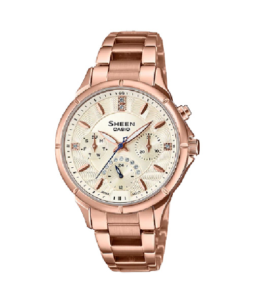 CASIO SHEEN นาฬิกาข้อมือ นาฬิกากันน้ำ นาฬิกาของแท้ ประกันศูนย์ CMG 1 ปี รุ่น SHE-3047PG-9A นาฬิกาสีน้ำตาล