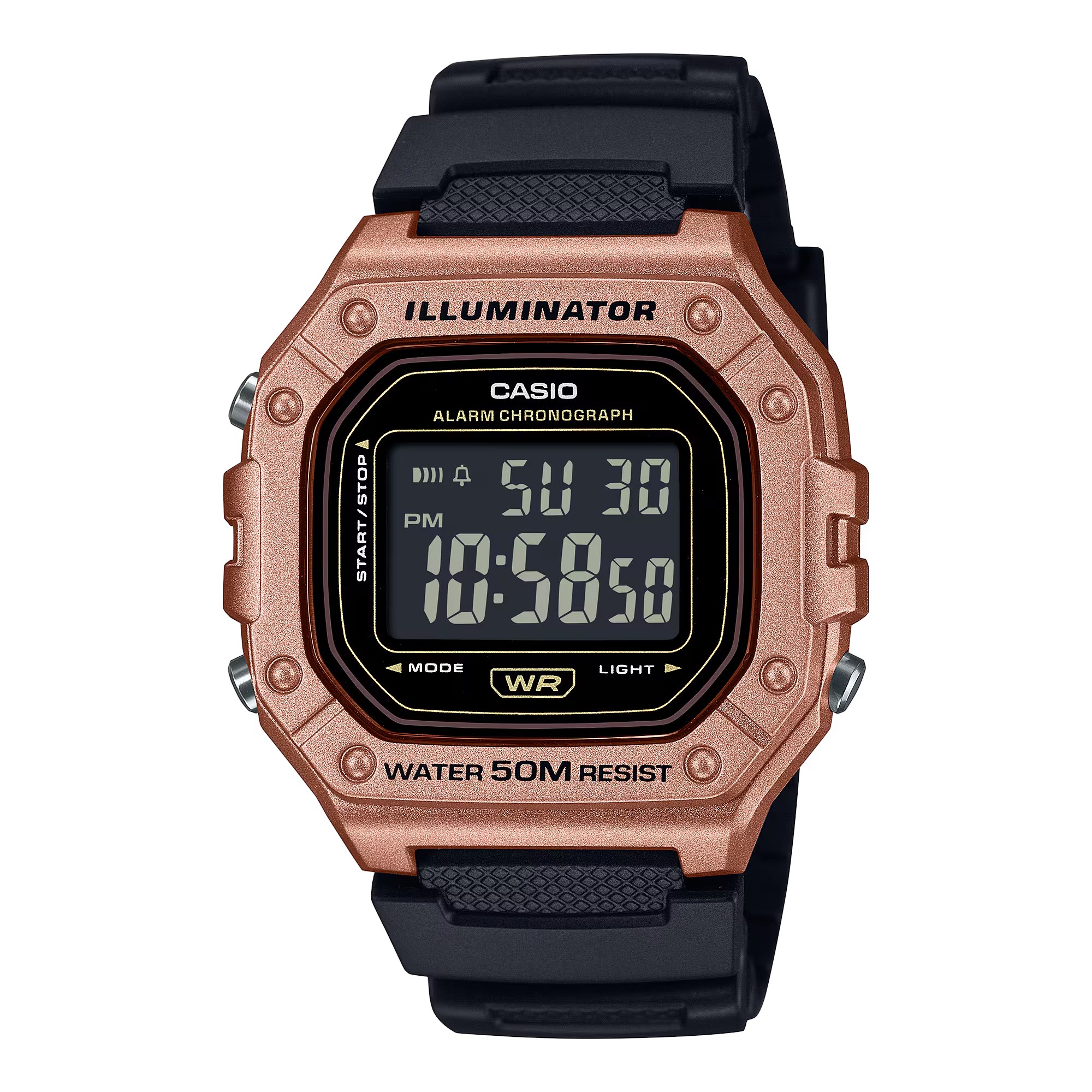 CASIO MID YEAR SALE นาฬิกาคาสิโอ นาฬิกาข้อมือ นาฬิกากันน้ำ นาฬิกาของแท้ BTS ประกันศูนย์ CMG 1 ปี รุ่น W-218HM-5B นาฬิกาสีโรสโกล