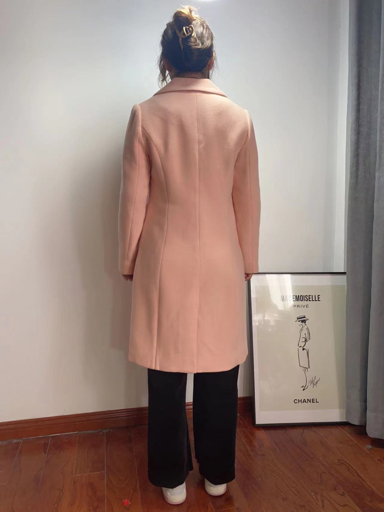 เสื้อโค้ทวูล Trench coat เสื้อโค้ทเฟอร์ โค้ทสักหลาดสีชมพูอ่อน แบรนด์ Roem