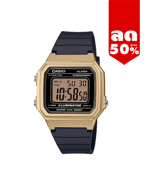 CASIO นาฬิกาคาสิโอ นาฬิกาข้อมือ นาฬิกากันน้ำ นาฬิกาของแท้ ประกันศูนย์ CMG 1 ปี รุ่น W-217HM-9A นาฬิกาสีทอง