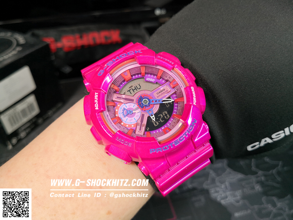 CASIO G-SHOCK นาฬิกาข้อมือ นาฬิกากันน้ำ นาฬิกาของแท้ ประกันศูนย์ CMG 1 ปี รุ่น GA-110MC-4A นาฬิกาสีชมพู