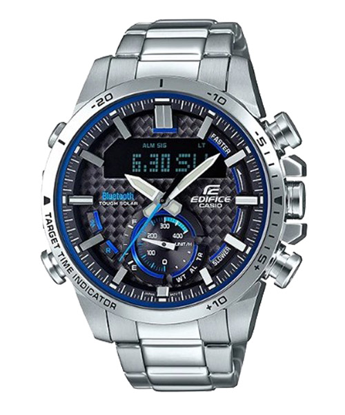 CASIO EDIFICE นาฬิกาข้อมือ นาฬิกากันน้ำ นาฬิกาของแท้ ประกันศูนย์ CMG 1 ปี รุ่น ECB-800D-1A นาฬิกาสีเงิน