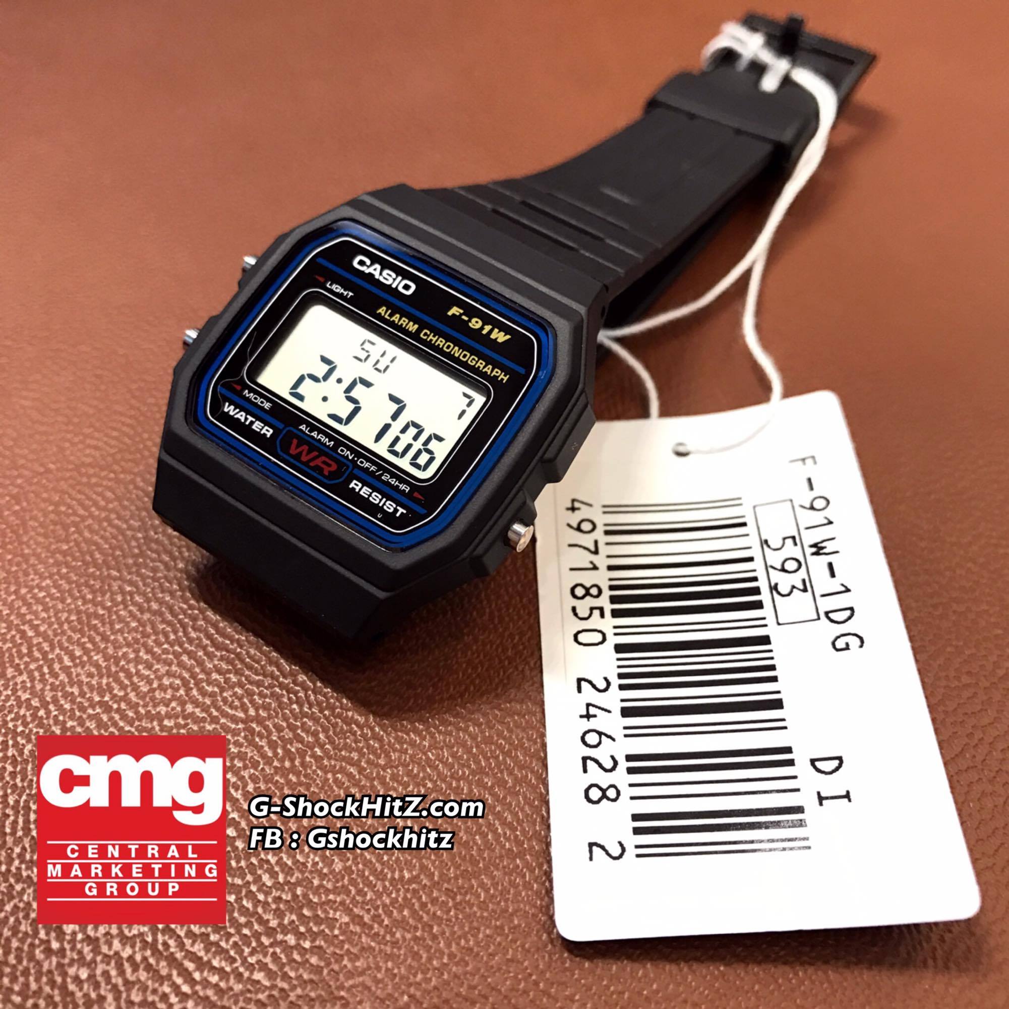 CASIO MID YEAR SALE นาฬิกาคาสิโอ พร้อมส่ง นาฬิกาข้อมือ นาฬิกากันน้ำ นาฬิกาของแท้ BTS ประกันศูนย์ CMG 1 ปี รุ่น F-91W-1 นาฬิกาสีดำ