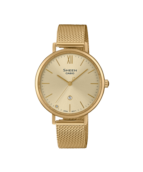 CASIO SHEEN นาฬิกาข้อมือ นาฬิกากันน้ำ นาฬิกาของแท้ ประกันศูนย์ CMG 1 ปี รุ่น SHE-4539GM-9A นาฬิกาสีทอง