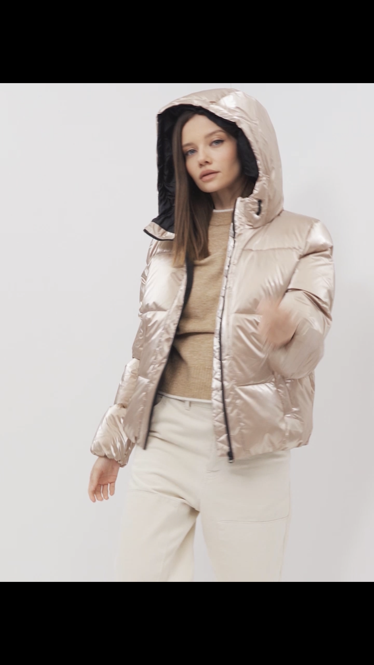 Oodji เสื้อกันหนาว เสื้อฮู้ด บุนวมอุ่น สีแชมเปญ แบรนด์ Oodji Ultra (padded puffer coAt