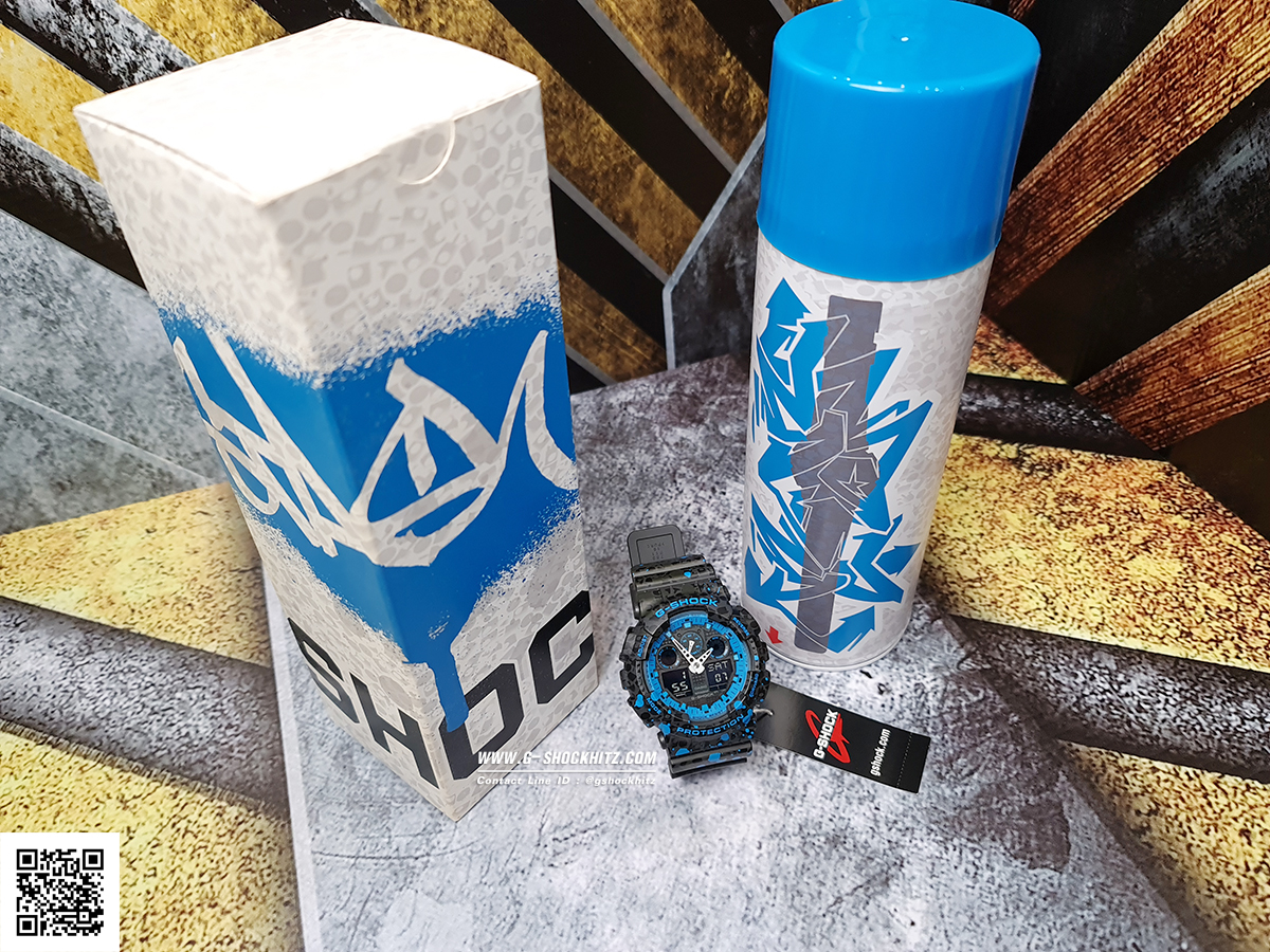 CASIO MID YEAR SALE G-SHOCK พร้อมส่ง นาฬิกาข้อมือ นาฬิกากันน้ำ นาฬิกาของแท้ ประกันศูนย์ CMG 1 ปี รุ่น GA-100ST-2A นาฬิกาสีน้้ำเงิน