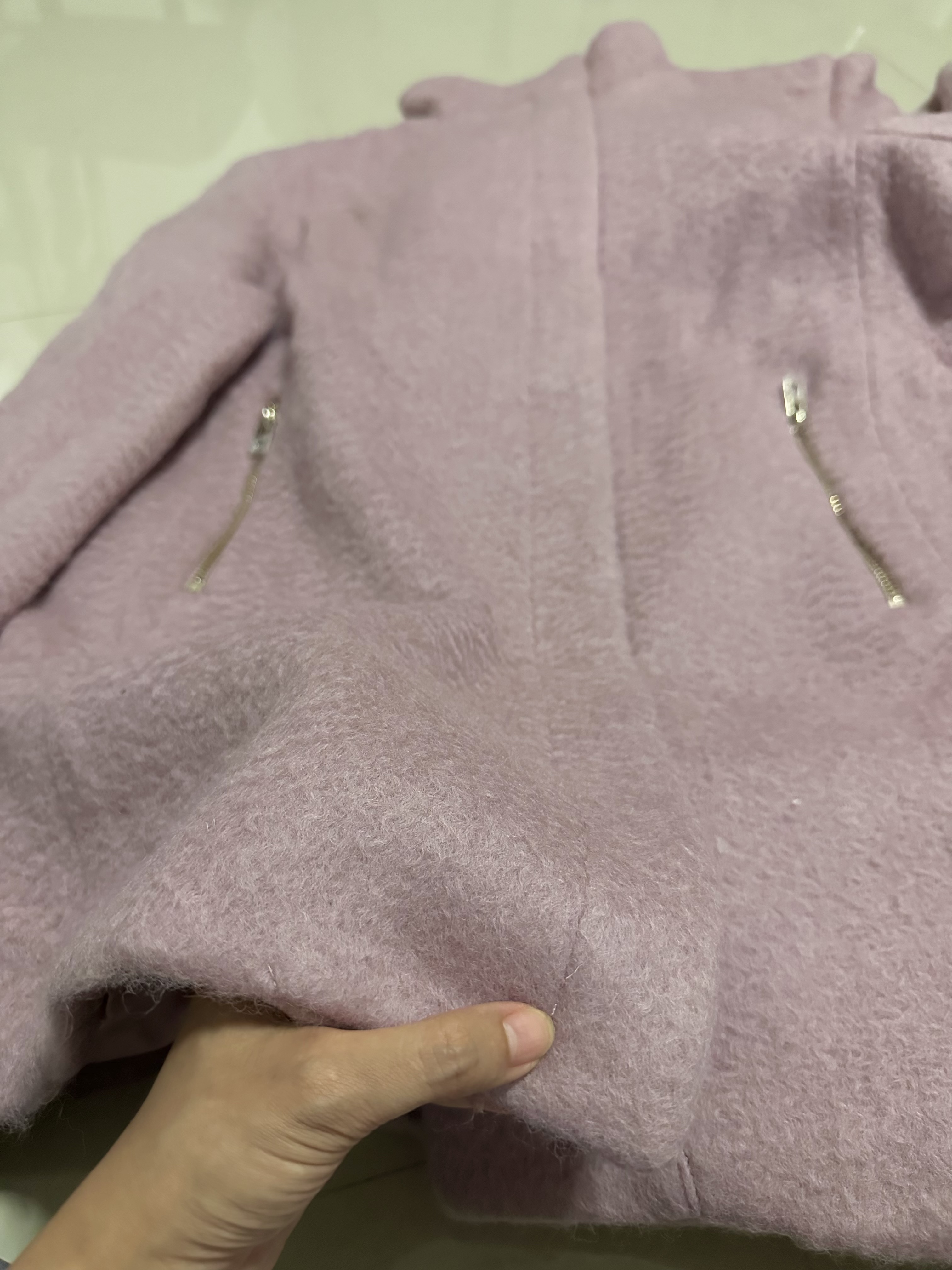 เสื้อโค้ท เสื้อกันหนาว เนื้อผ้าสักหลาด สีม่วงอ่อน แบรนด์ H&M