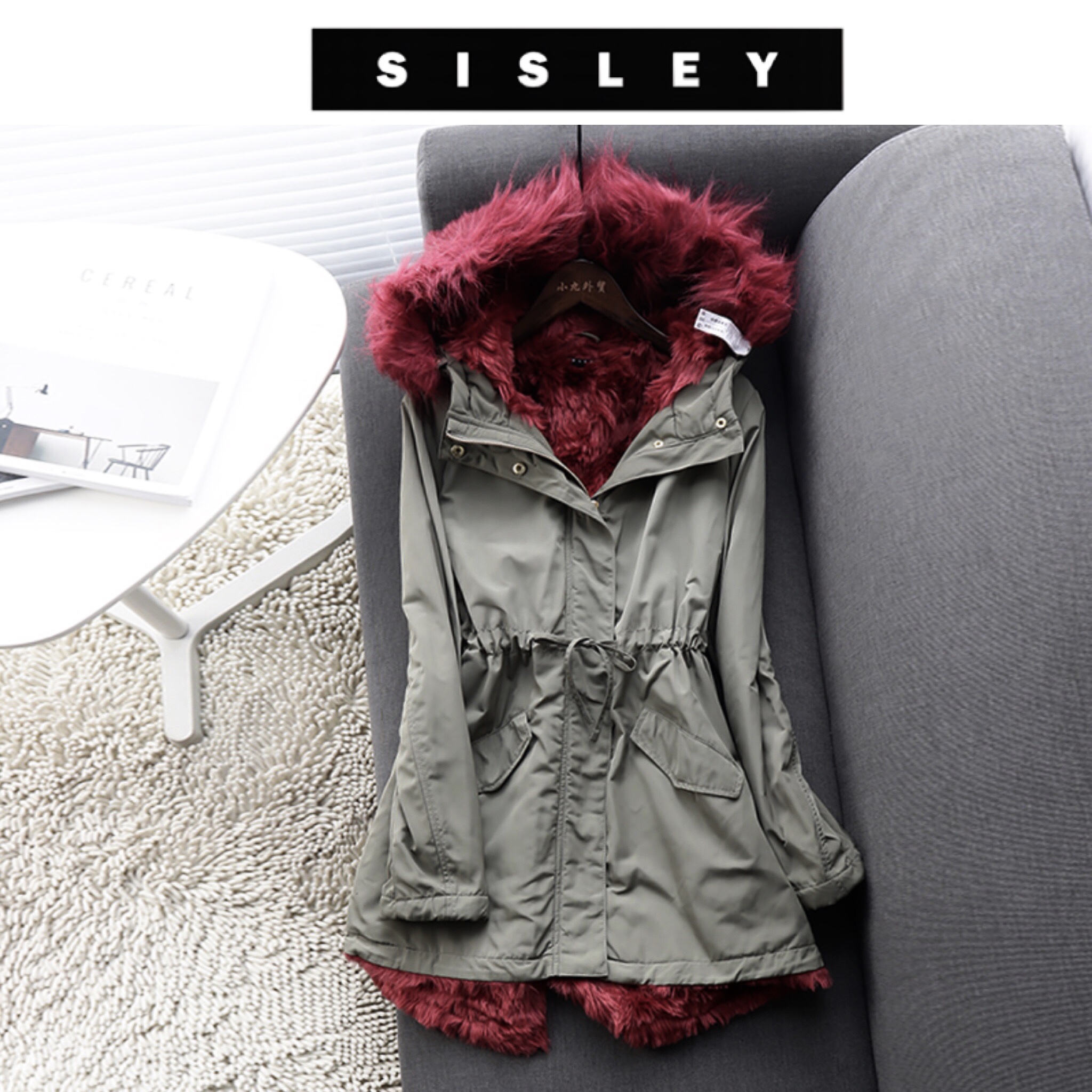 Sisley เสื้อโค้ท โค้ทฮูท กันหนาว เสื้อparka ฮูท กันหนาวสีเขียว แบรนด์เนมSISLEY แต่งเฟอร์ สีชมพู ซับขนอุ่น สีชมพู งานสวย มากคะ Size S/M/L/2L/3L เขียว