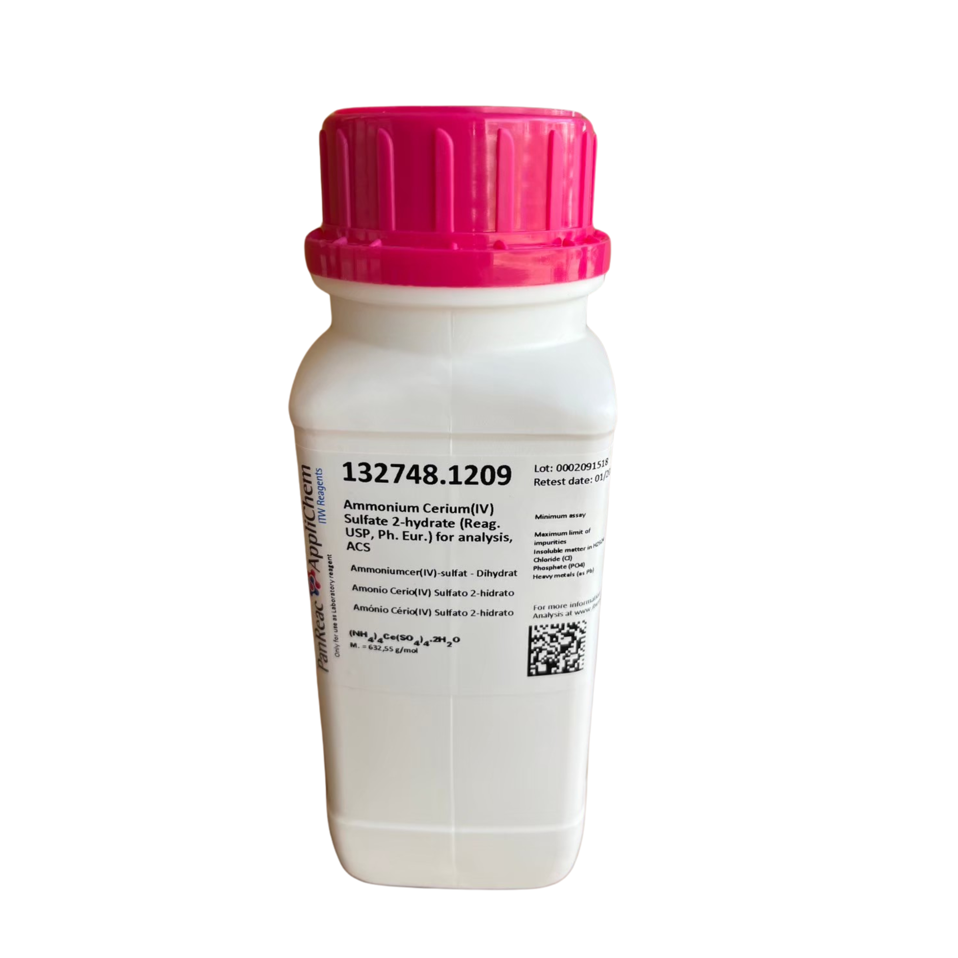 Ammonium Cerium (IV) Sulfate 2-Hydrate, AR/ACS 250 g. PanReac™