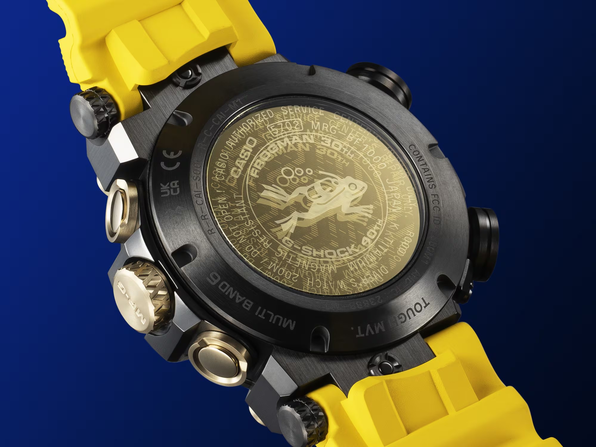 CASIO G-SHOCK นาฬิกาข้อมือ นาฬิกากันน้ำ นาฬิกาของแท้ ประกันศูนย์ CMG 1 ปี รุ่น FROGMAN MRG-BF1000E-1A9 นาฬิกาสีเหลือง