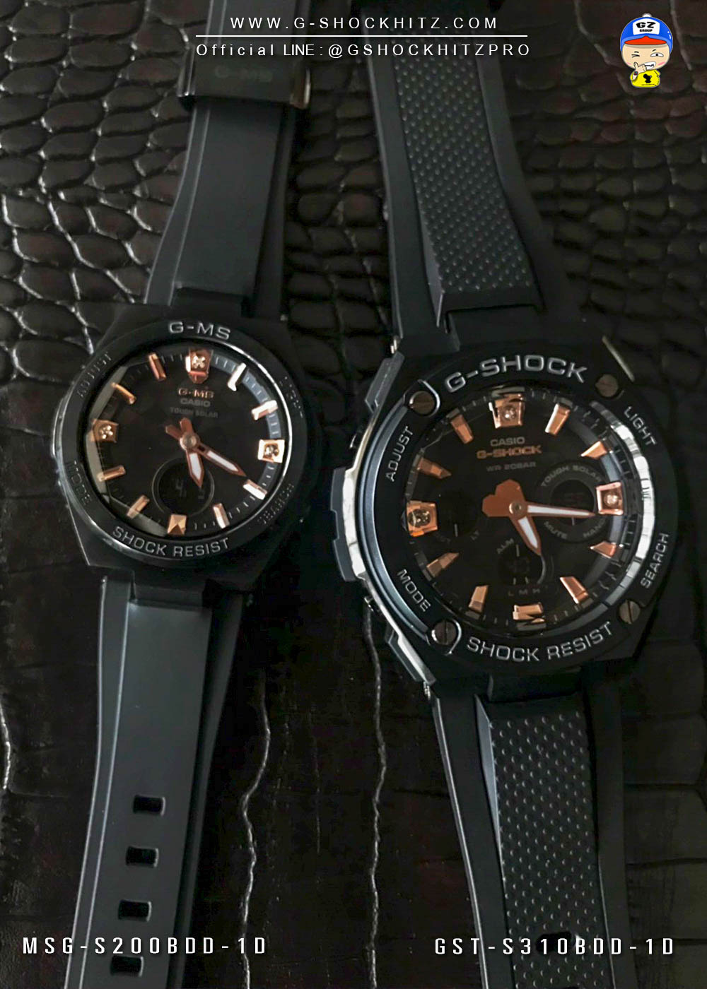 CASIO G-SHOCK นาฬิกาข้อมือ นาฬิกากันน้ำ นาฬิกาของแท้ ประกันศูนย์ CMG 1 ปี รุ่น GST-S310BDD-1AXMSG-S200BDD-1A นาฬิกาสีดำ