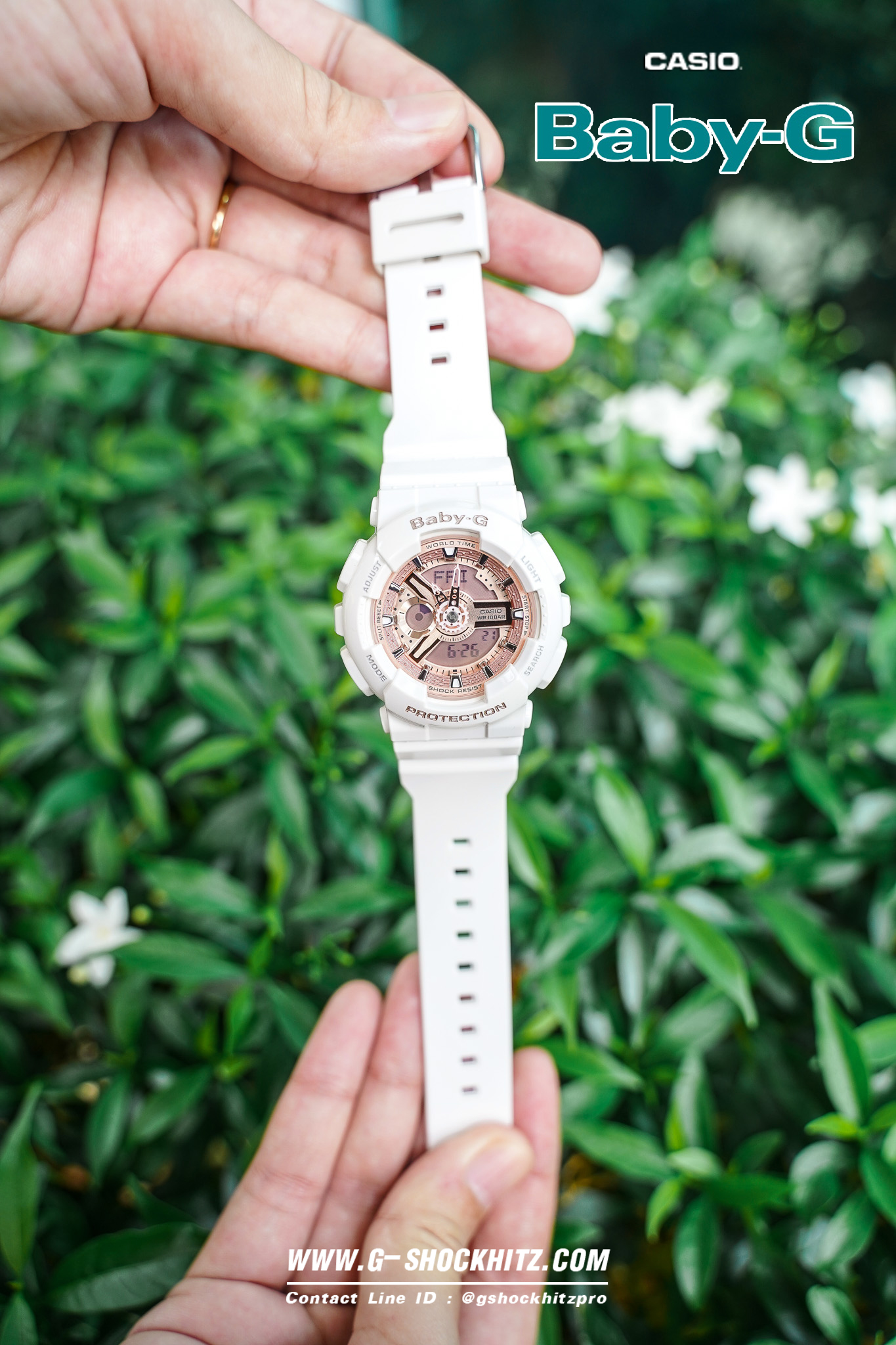 CASIO BABY-G นาฬิกาข้อมือ นาฬิกากันน้ำ นาฬิกาของแท้ ประกันศูนย์ CMG 1 ปี รุ่น BA-110-7A1 นาฬิกาสีขาว