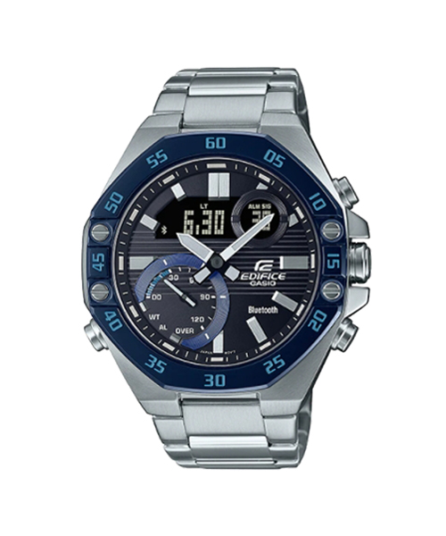 CASIO EDIFICE นาฬิกาข้อมือ นาฬิกากันน้ำ นาฬิกาของแท้ ประกันศูนย์ CMG 1 ปี รุ่น ECB-10DB-1B นาฬิกาสีเงิน