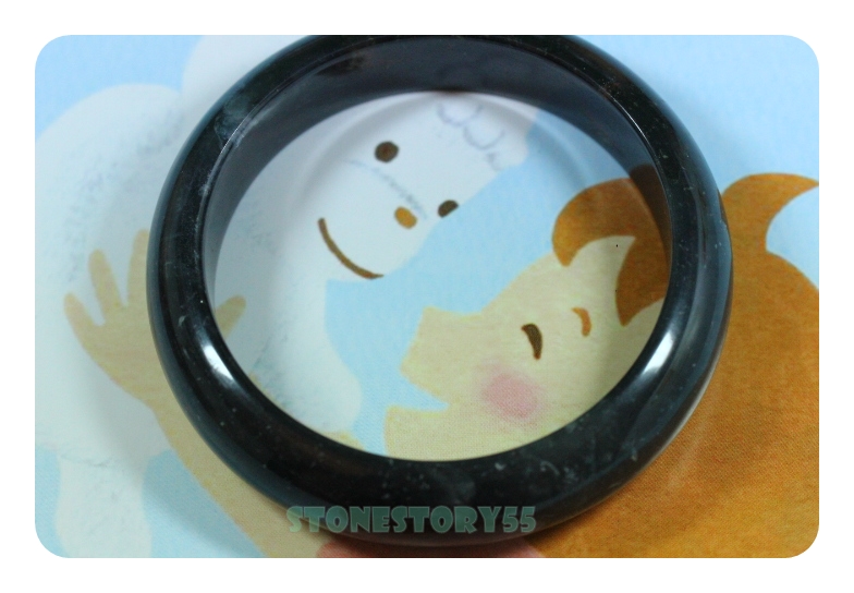 กำไลหยกดำติดวุ้นใส*6.5