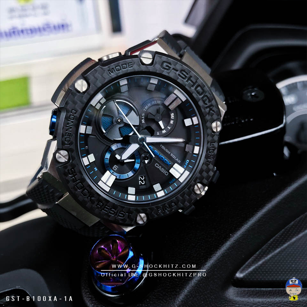 CASIO MID YEAR SALE G-SHOCK พร้อมส่ง นาฬิกาข้อมือ นาฬิกากันน้ำ นาฬิกาของแท้ ประกันศูนย์ CMG 1 ปี รุ่น GST-B100XA-1A นาฬิกาสีดำ