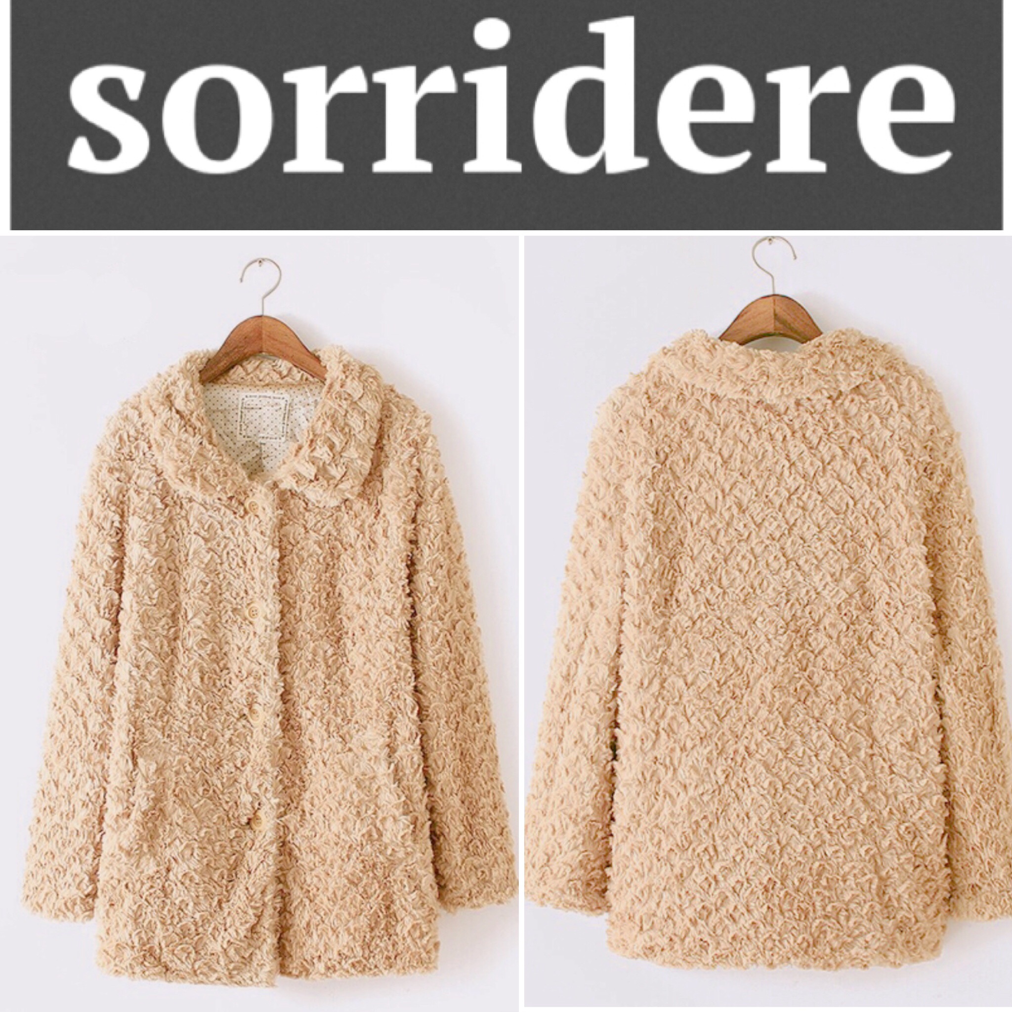 เสื้อกันหนาว เสื้อคลุมกันหนาว เสื้อโค้ท ขนกระต่ายเทียม สีขาวครีม แบรนด์SORRIDERE JAPANแท้100% ขนเนียน นุ่ม แนรนด์เนมเกาหลีคะ ได้มาไซส์ละตัว เท่านั้นค่า Size L/3L/4L สำเนา