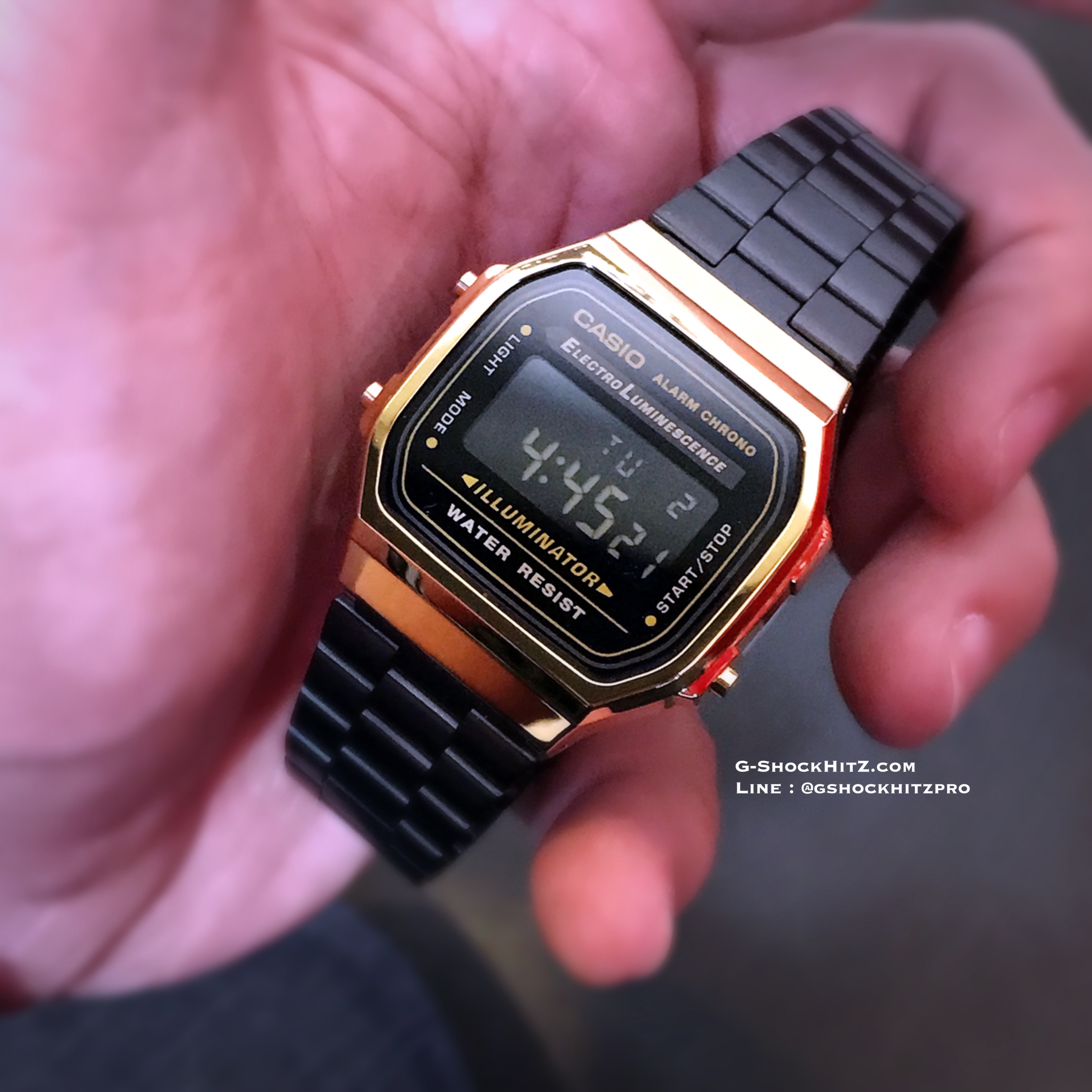 CASIO นาฬิกาคาสิโอ นาฬิกาข้อมือ นาฬิกากันน้ำ นาฬิกาของแท้ ประกันศูนย์ CMG 1 ปี รุ่น A168WEGB-1B นาฬิกาสีดำ