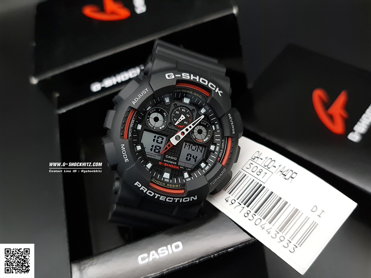 CASIO G-SHOCK นาฬิกาข้อมือ นาฬิกากันน้ำ นาฬิกาของแท้ ประกันศูนย์ CMG 1 ปี รุ่น GA-100-1A4 นาฬิกาสีดำ