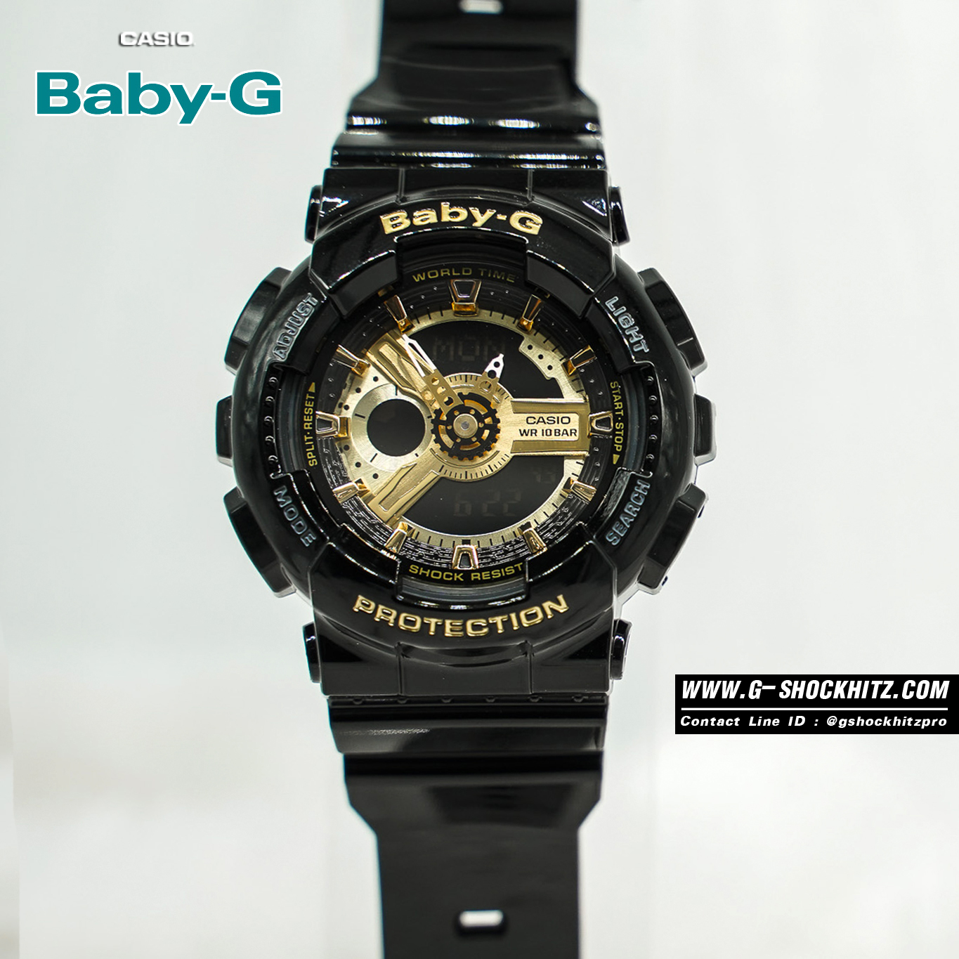 CASIO BABY-G นาฬิกาข้อมือ นาฬิกากันน้ำ นาฬิกาของแท้ ประกันศูนย์ CMG 1 ปี รุ่น BA-110-1A นาฬิกาสีดำ