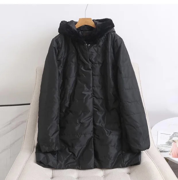 Ambiance เสื้อกันหนาว เสื้อฮู้ดเฟอร์ บุนวมอุ่น แบรนด์ AMBIANCE (padded puffer สำเนา สำเนา สำเนา ดำ