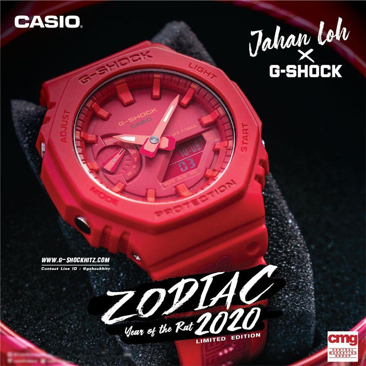 CASIO MID YEAR SALE G-SHOCK พร้อมส่ง นาฬิกาข้อมือ นาฬิกากันน้ำ นาฬิกาของแท้ ประกันศูนย์ CMG 1 ปี รุ่น GA-2100CNY-4 นาฬิกาสีแดง