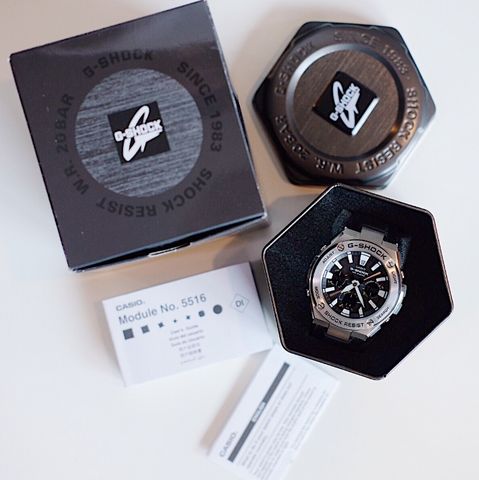 CASIO G-SHOCK นาฬิกาข้อมือ นาฬิกากันน้ำ นาฬิกาของแท้ ประกันศูนย์ CMG 1 ปี รุ่น GST-S130C-1A นาฬิกาสีเงิน