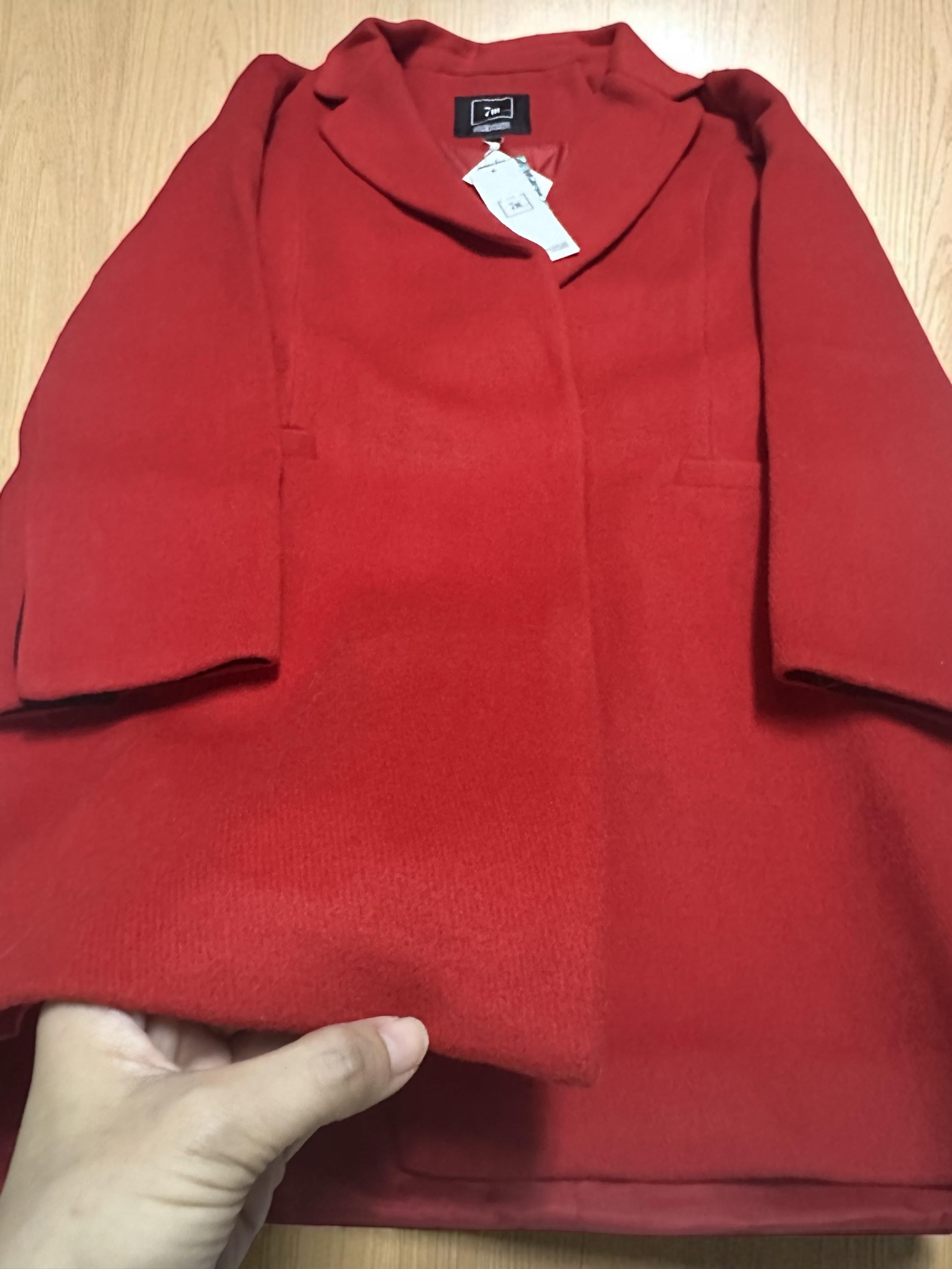 7m mix&match เสื้อโค้ท เสื้อกันหนาว เนื้อผ้าสักหลาดวูล สีแดง แบรนด์ 7m