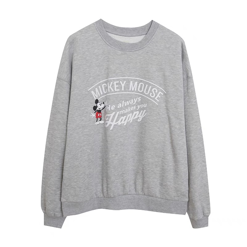 เสื้อสเวตเตอร์ กันหนาว DISNEY เสื้อมิคกี้ เม้าส์ Mickey mouse mickey mouse งาน DISNEYแท้ He always makes you happy เทา